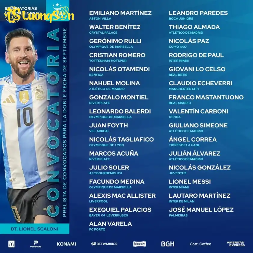 ĐT Argentina công bố danh sách triệu tập chuẩn bị cho loạt trận tháng 9